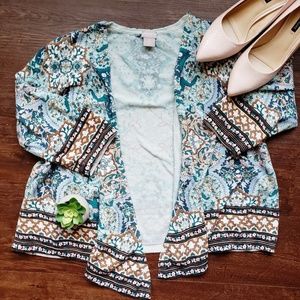 🔥3/$15 CHICO'S Floral Print Pattern Open Cardigan